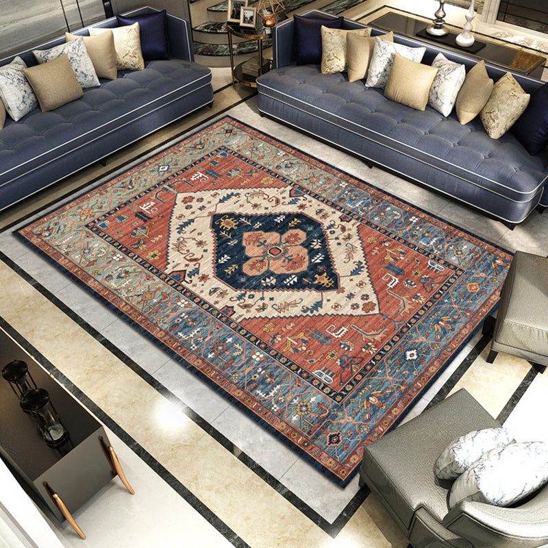 BowLift | Multicolored parlor rug Nostalgia floral pattern area rug non-slip backing washable rug