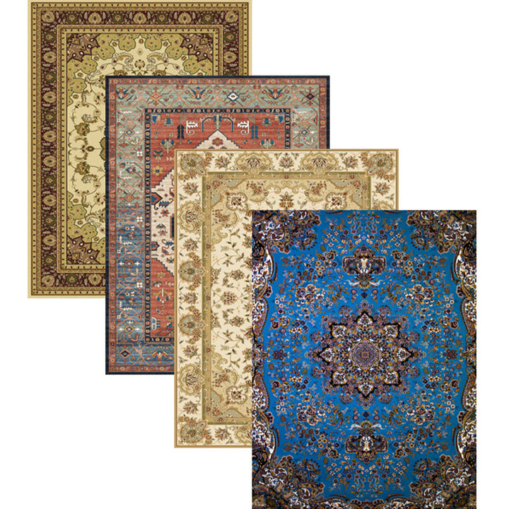 BowLift | Multicolored parlor rug Nostalgia floral pattern area rug non-slip backing washable rug