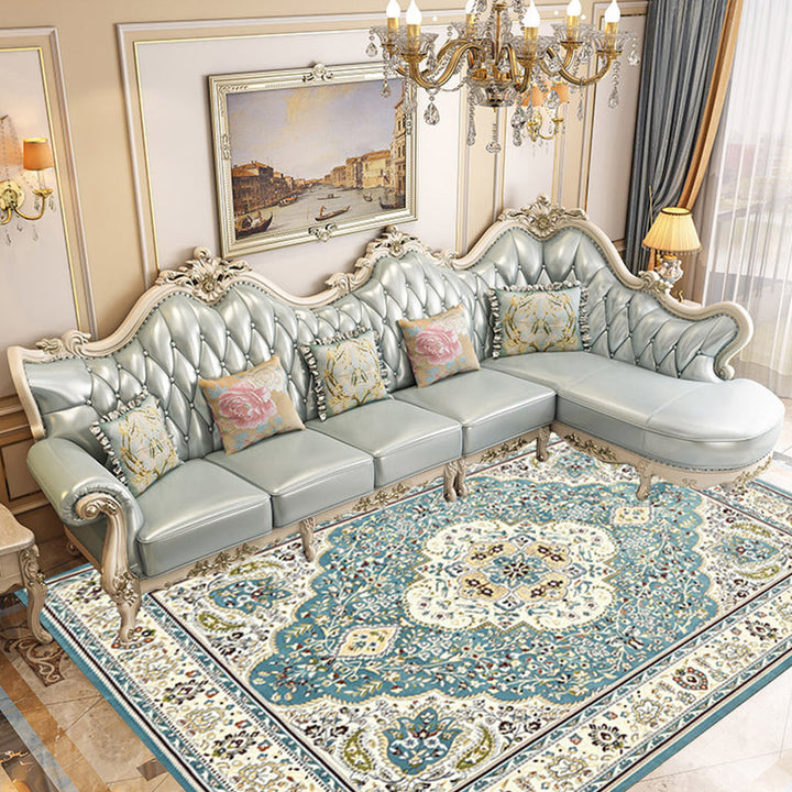 BowLift | Multicolored parlor rug Nostalgia floral pattern area rug non-slip backing washable rug