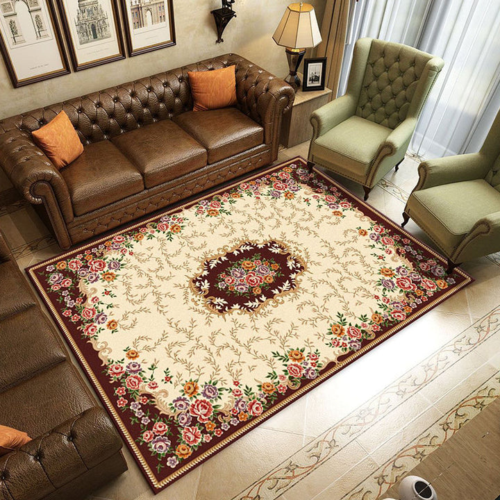 BowLift | Retro Living Room Rug Multicolored Flower Print Rug Polypropylene Non-Slip Backing Pet-Friendly Rug