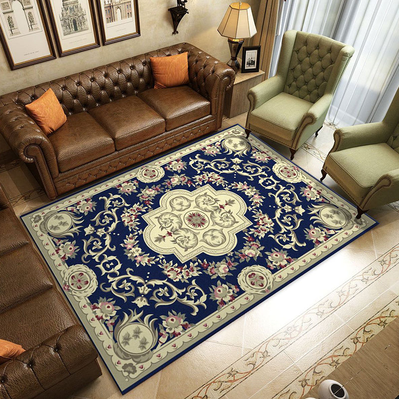 BowLift | Retro Living Room Rug Multicolored Flower Print Rug Polypropylene Non-Slip Backing Pet-Friendly Rug