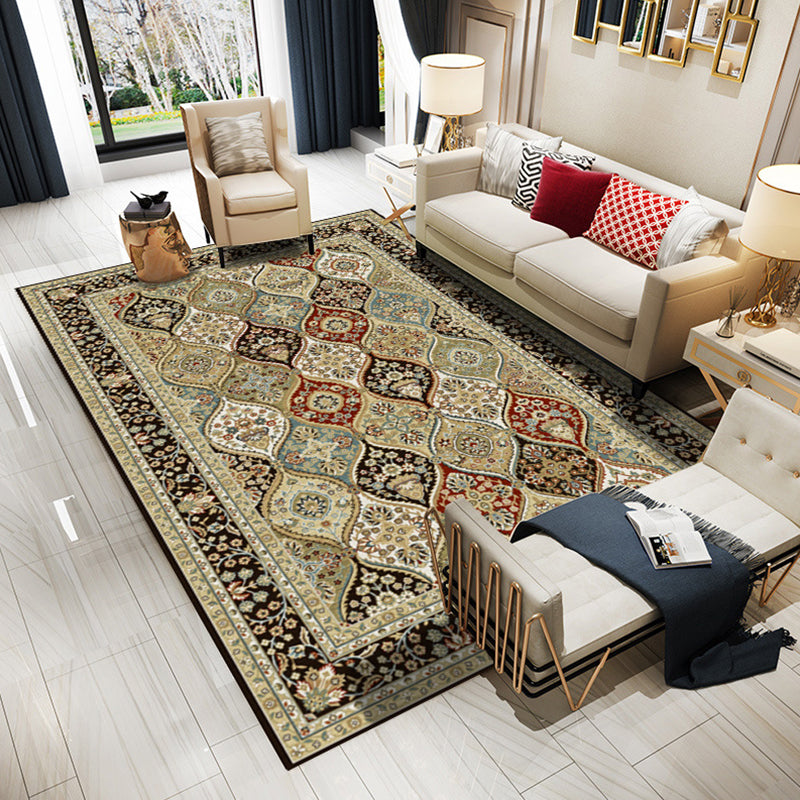 BowLift | Retro Living Room Carpet Multicolored Floral Pattern Indoor Carpet Polypropylene Non-Slip Machine Washable Carpet