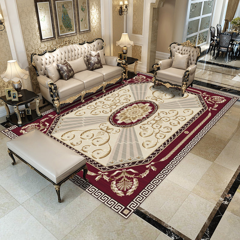 BowLift | Retro Living Room Carpet Multicolored Floral Pattern Indoor Carpet Polypropylene Non-Slip Machine Washable Carpet
