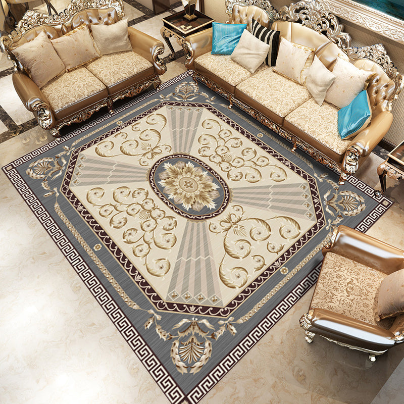 BowLift | Retro Living Room Carpet Multicolored Floral Pattern Indoor Carpet Polypropylene Non-Slip Machine Washable Carpet