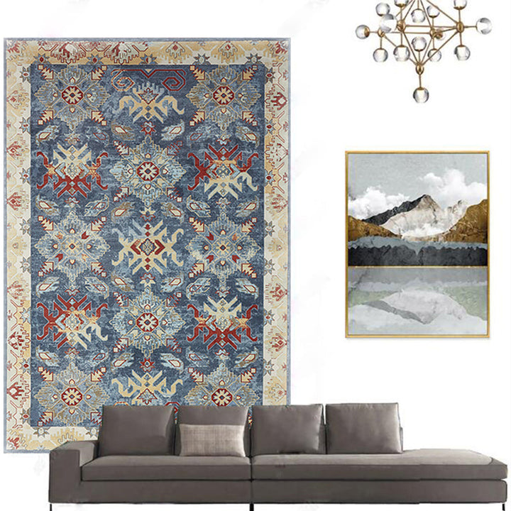 BowLift | Casual floral printed rug multicolored polypropylene indoor rug non-slip backing easy to care for rug for bedroom