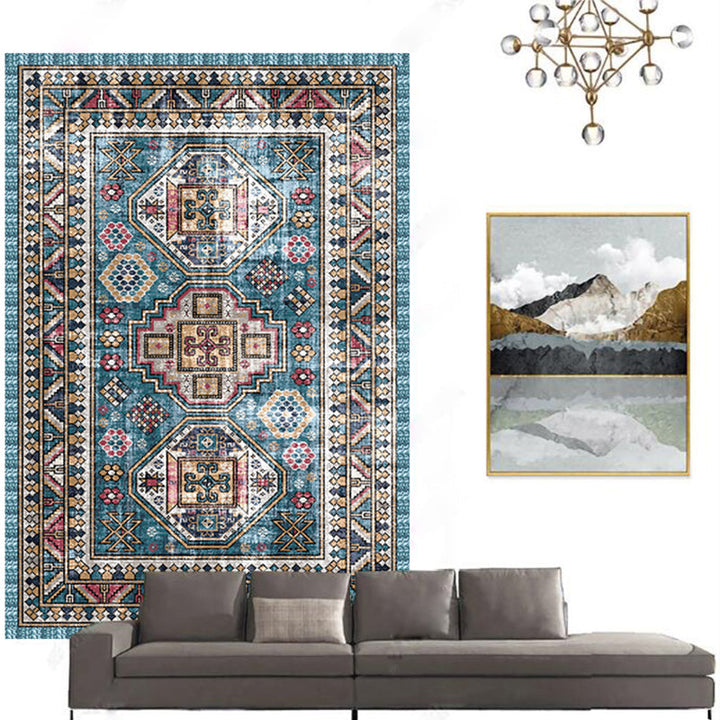 BowLift | Casual floral printed rug multicolored polypropylene indoor rug non-slip backing easy to care for rug for bedroom