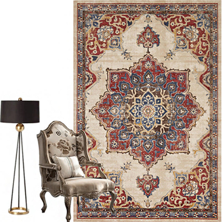 Moroccan Salon Rug Multicolor geometric pattern rug Polypropylene non-slip easy care rug | Bowlift