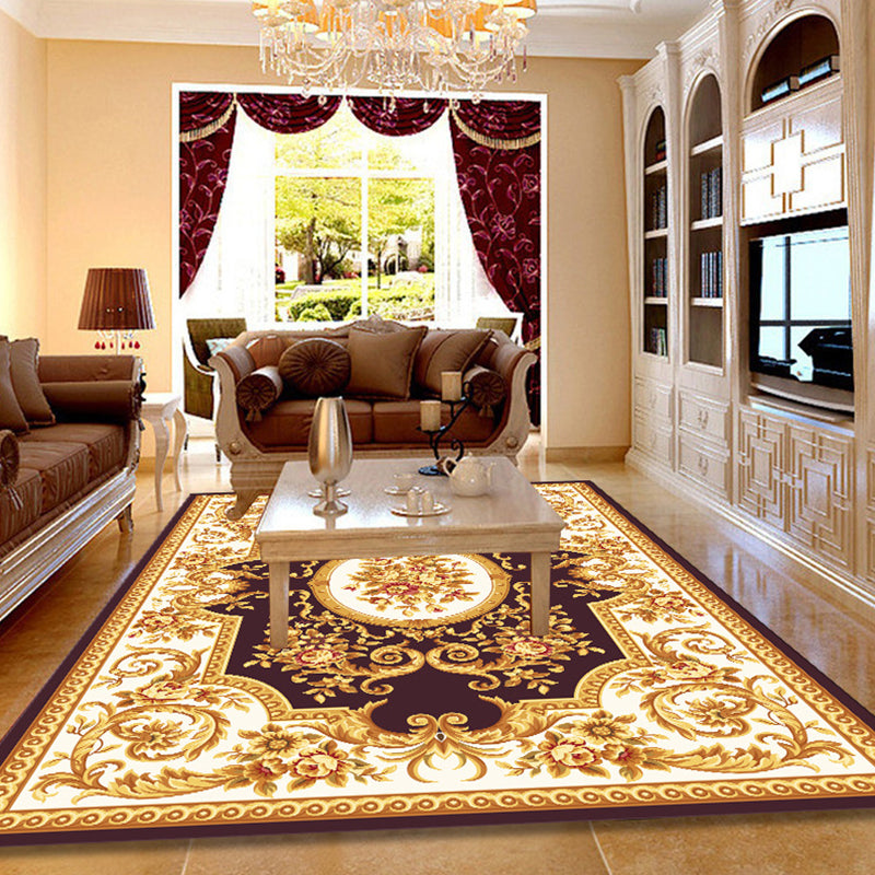 BowLift | Retro Floral Printed Rug Multicolor Synthetic Rug Non-Slip Back Machine Washable Indoor Rug for the Living Room