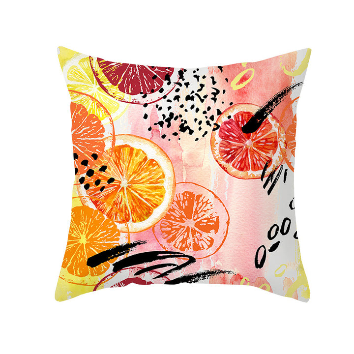 Mediterranean Lemon Tile Cotton-Linen Throw Pillow Cover