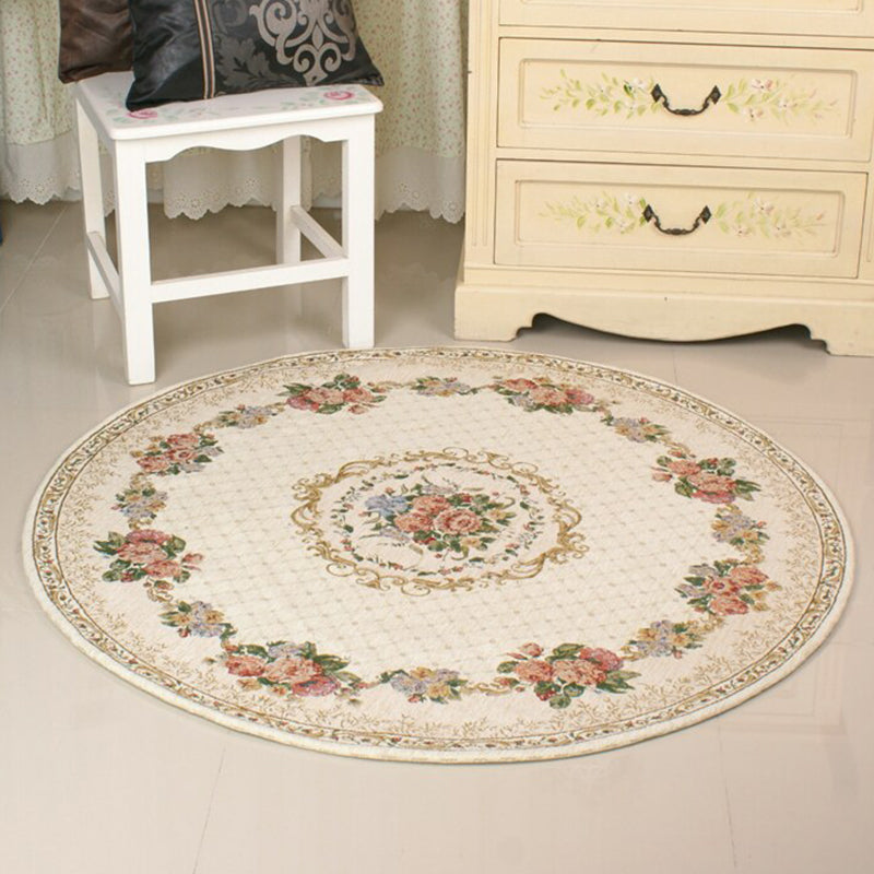 BowLift | Fancyn Multicolored Olden Carpet Synthetic Floral Printed Indoor Rug Non-Slip Back Stain Resistant Rug for Bedroom