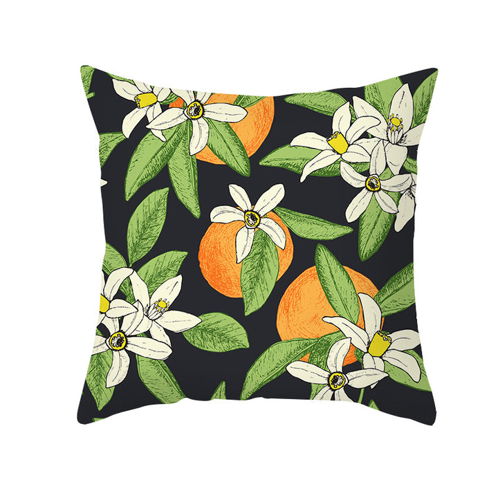 Mediterranean Lemon Tile Cotton-Linen Throw Pillow Cover