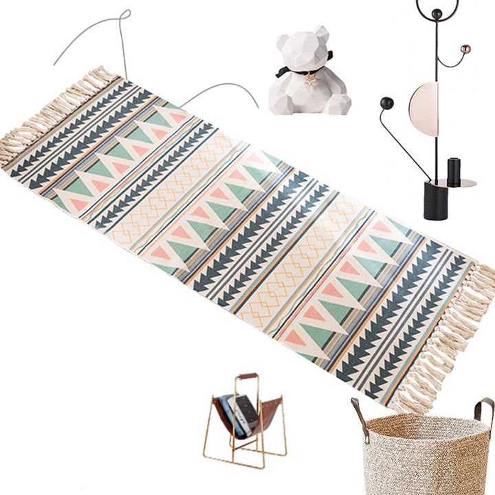 Modern Bedroom Rug Multicolored Geometric Pattern Rug Made of Cotton Pet Friendly Machine Washable Indoor Rug | Bowlift