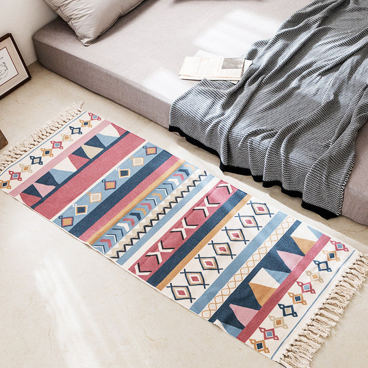 Modern Bedroom Rug Multicolored Geometric Pattern Rug Made of Cotton Pet Friendly Machine Washable Indoor Rug | Bowlift