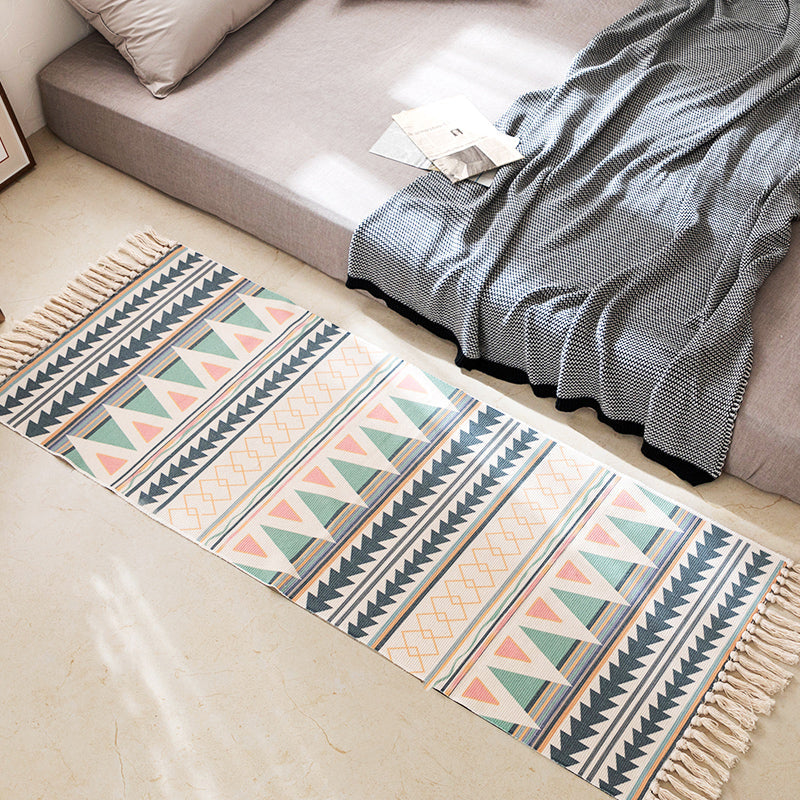 Modern Bedroom Rug Multicolored Geometric Pattern Rug Made of Cotton Pet Friendly Machine Washable Indoor Rug | Bowlift