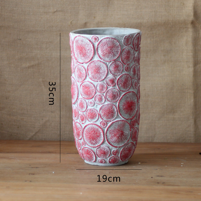 Decorative flower vase made of ceramic with relief structure Bowlift