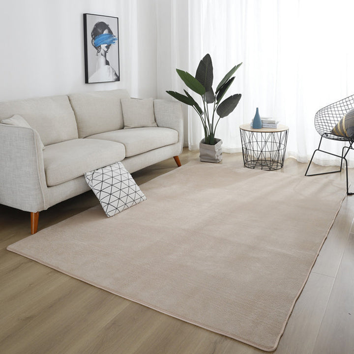 Simple Living Room Rug Multicolored Solid Color Rug Cotton Non-Slip Backing Easy Care Indoor Rug | Bowlift