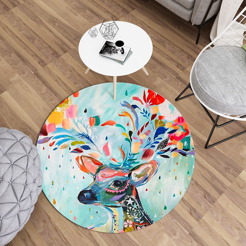 Modern living room rug Multicolored rug with animal print Polyester Non-slip backing Easy-care rug | Bowlift