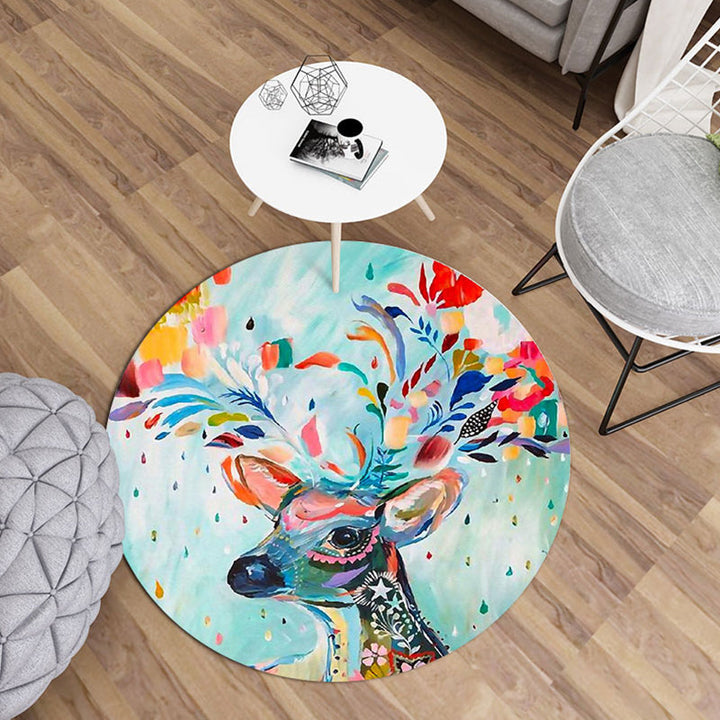 Modern living room rug Multicolored rug with animal print Polyester Non-slip backing Easy-care rug | Bowlift