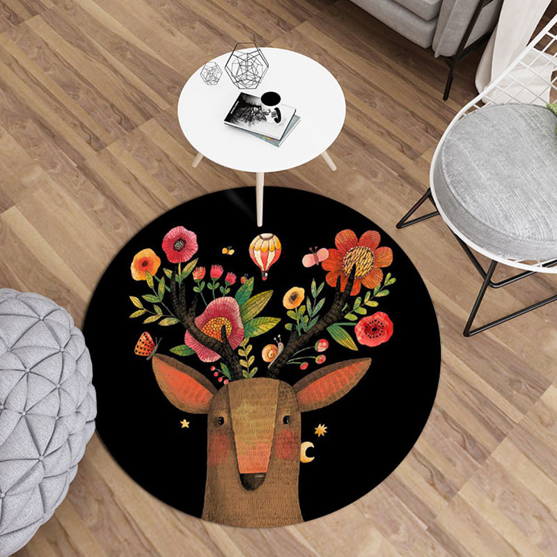 Modern living room rug Multicolored rug with animal print Polyester Non-slip backing Easy-care rug | Bowlift