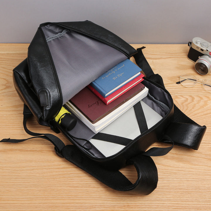 Eco-Friendly Textured Leather Laptop Backpack Bowlift
