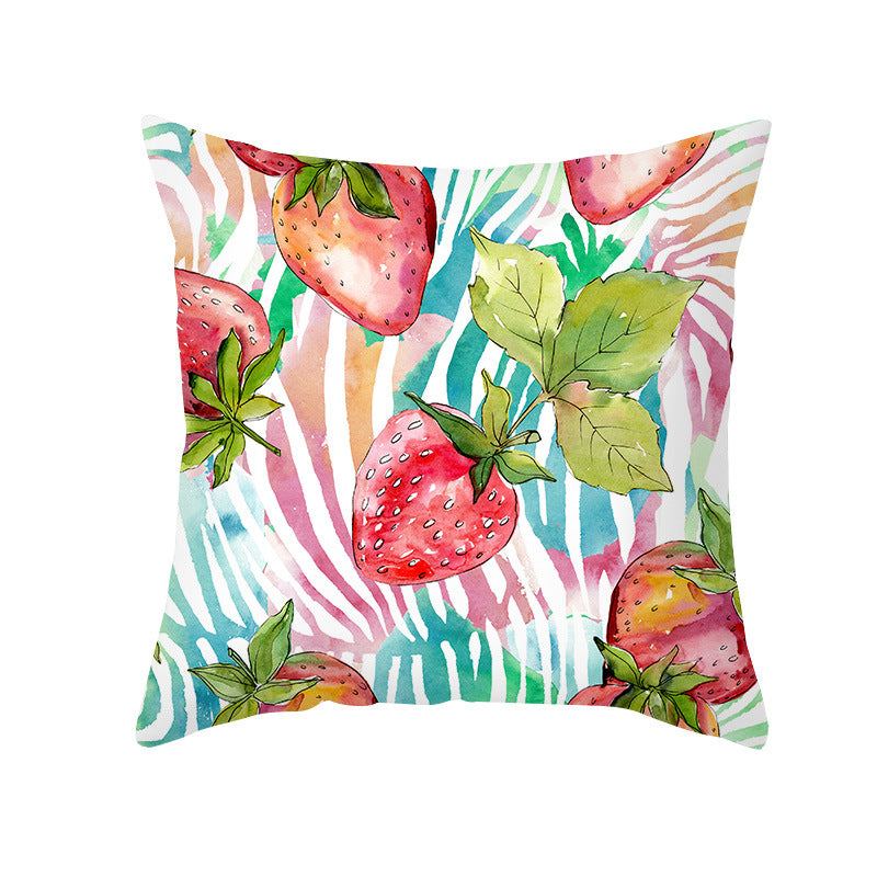 Mediterranean Lemon Tile Cotton-Linen Throw Pillow Cover
