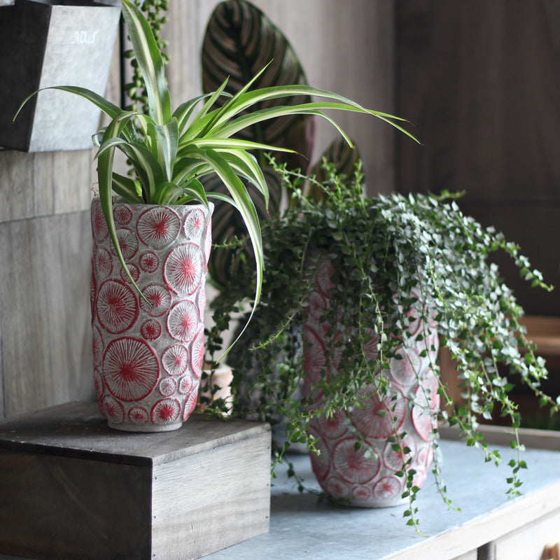 Decorative flower vase made of ceramic with relief structure Bowlift