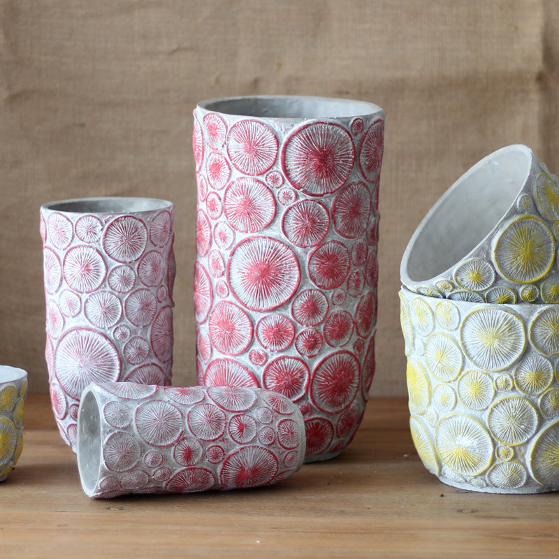 Decorative flower vase made of ceramic with relief structure Bowlift