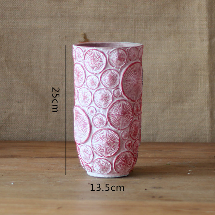 Decorative flower vase made of ceramic with relief structure Bowlift