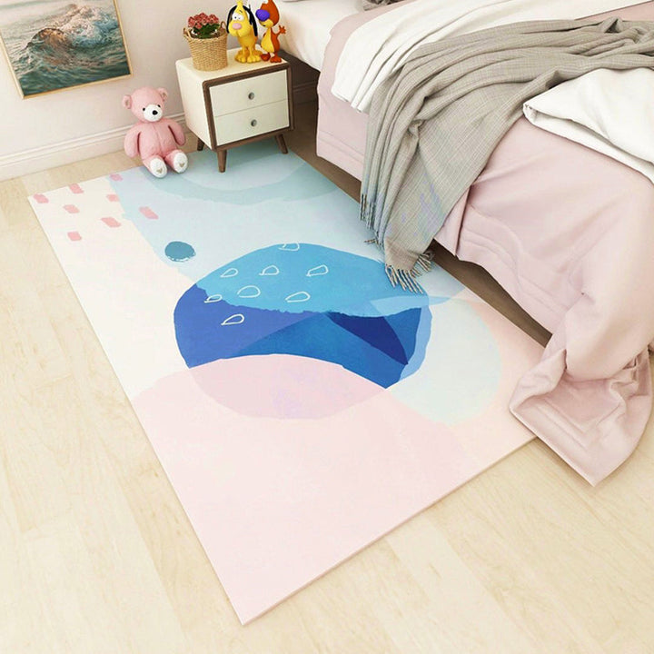 BowLift | Nordic bedroom carpet multicolored color block indoor carpet cotton blend easy maintenance washable rug