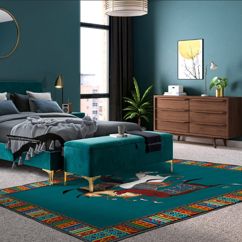 BowLift | Modern bedroom carpet Multicolor animal print indoor carpet Polyester non-slip backing pet-friendly rug