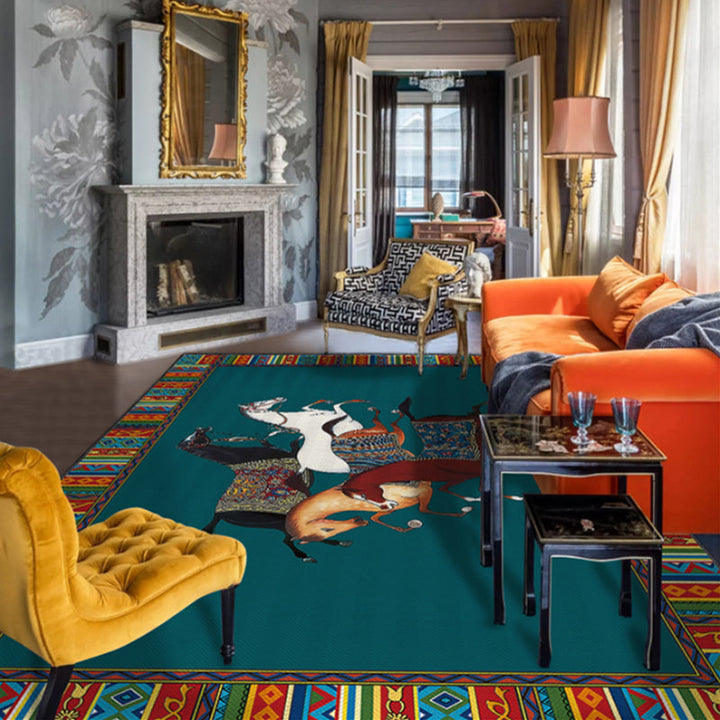 BowLift | Modern bedroom carpet Multicolor animal print indoor carpet Polyester non-slip backing pet-friendly rug