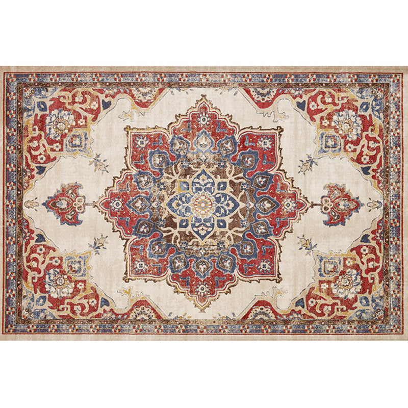 Retro Multicolor Moroccan Carpet Polyester Geo Pattern Indoor Carpet Non-Slip Back Pet-Friendly Area Rug for Bedroom | Bowlift