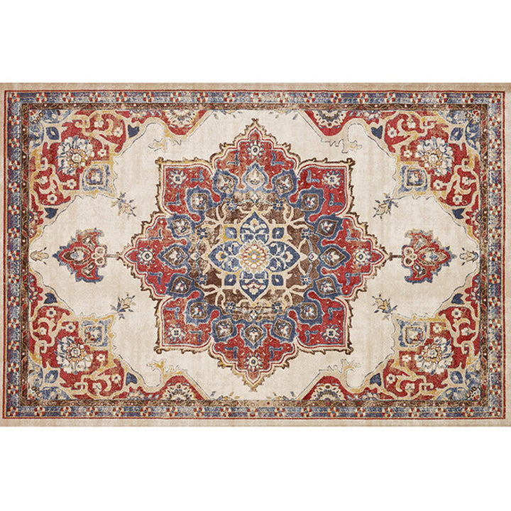 Retro Multicolor Moroccan Carpet Polyester Geo Pattern Indoor Carpet Non-Slip Back Pet-Friendly Area Rug for Bedroom | Bowlift