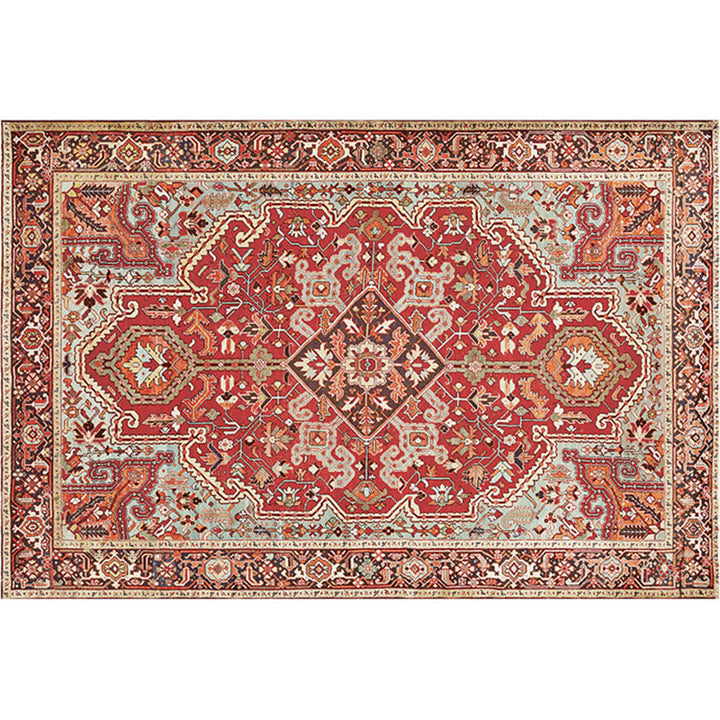 Retro Multicolor Moroccan Carpet Polyester Geo Pattern Indoor Carpet Non-Slip Back Pet-Friendly Area Rug for Bedroom | Bowlift