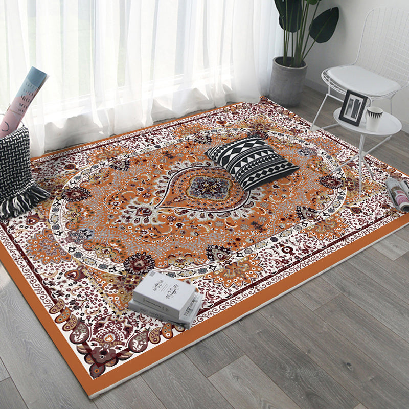 Retro Multicolor Moroccan Carpet Polyester Geo Pattern Indoor Carpet Non-Slip Back Pet-Friendly Area Rug for Bedroom | Bowlift