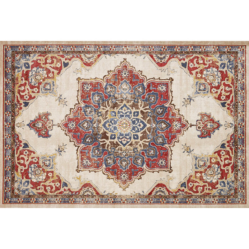 Retro Multicolor Moroccan Carpet Polyester Geo Pattern Indoor Carpet Non-Slip Back Pet-Friendly Area Rug for Bedroom | Bowlift