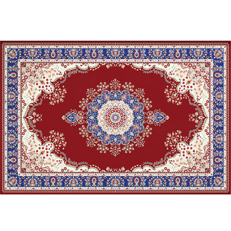 Retro Multicolor Moroccan Carpet Polyester Geo Pattern Indoor Carpet Non-Slip Back Pet-Friendly Area Rug for Bedroom | Bowlift