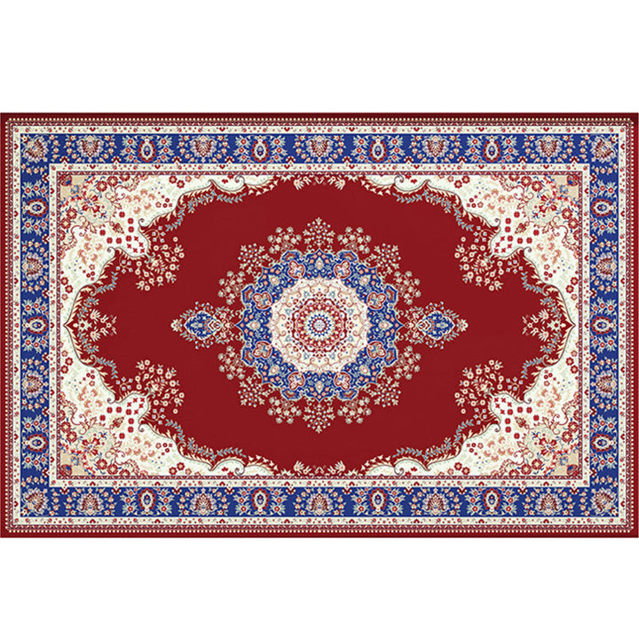 Retro Multicolor Moroccan Carpet Polyester Geo Pattern Indoor Carpet Non-Slip Back Pet-Friendly Area Rug for Bedroom | Bowlift