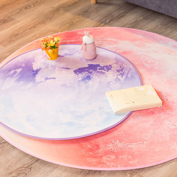BowLift | Modern Space Print Rug Multi Color Polypropylene Indoor Rug Non-Slip Pet Friendly Area Carpet for Bedroom