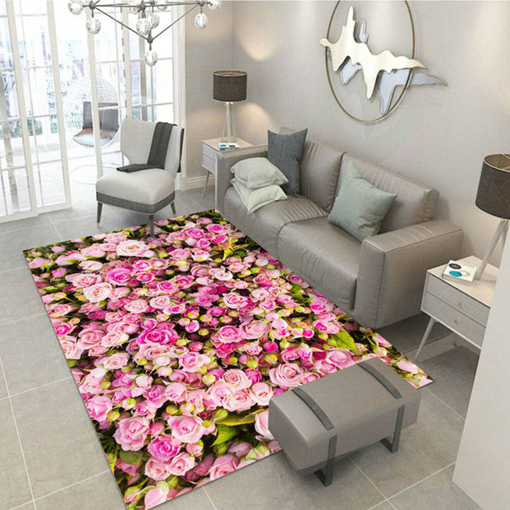 BowLift | Multicolored floral print rug made of cotton blend Scandinavian rug Pet friendly Machine washable rug for parlor