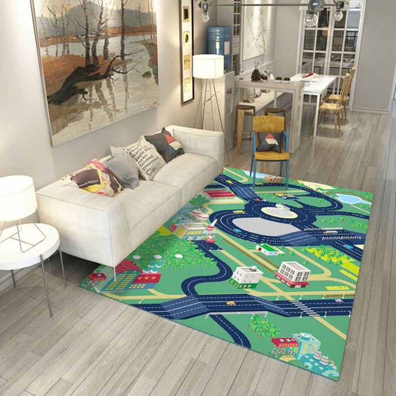 BowLift | Multicolored floral print rug made of cotton blend Scandinavian rug Pet friendly Machine washable rug for parlor
