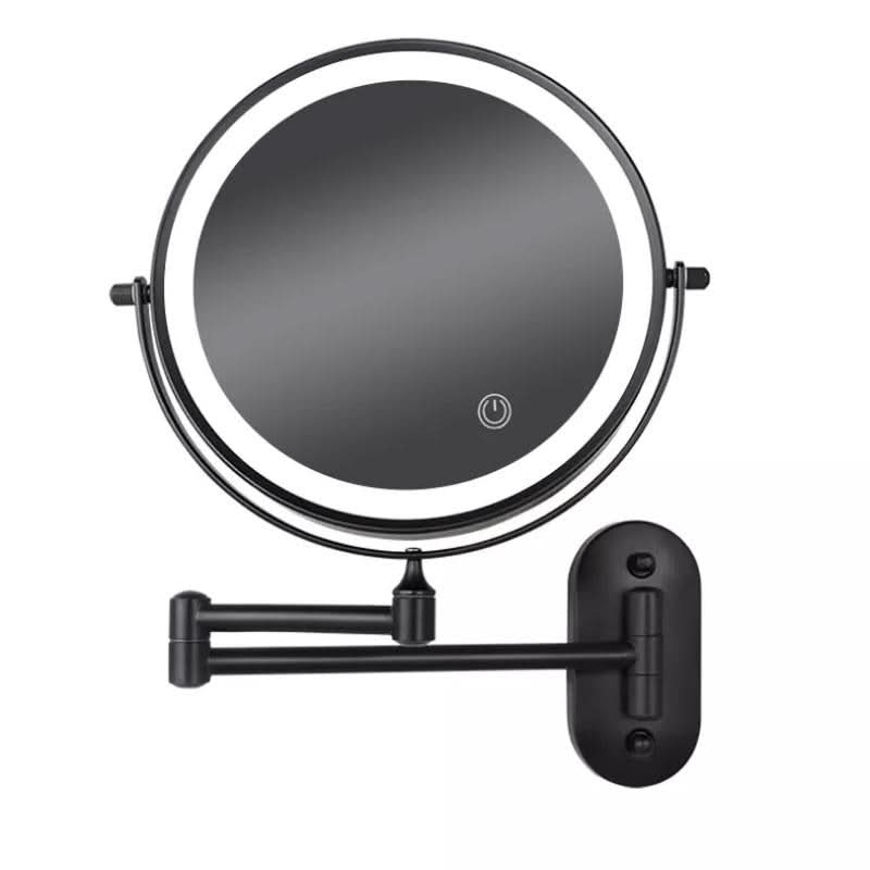 BowLift | Black LED Rechargeable Makeup Mirror – 3-Color Light