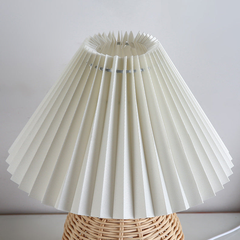 BowLift | RattaLume Nordic LED Table Lamp | Woven Rattan & Foldable Fabric Shade | Mood Light | Decor for the Bedroom