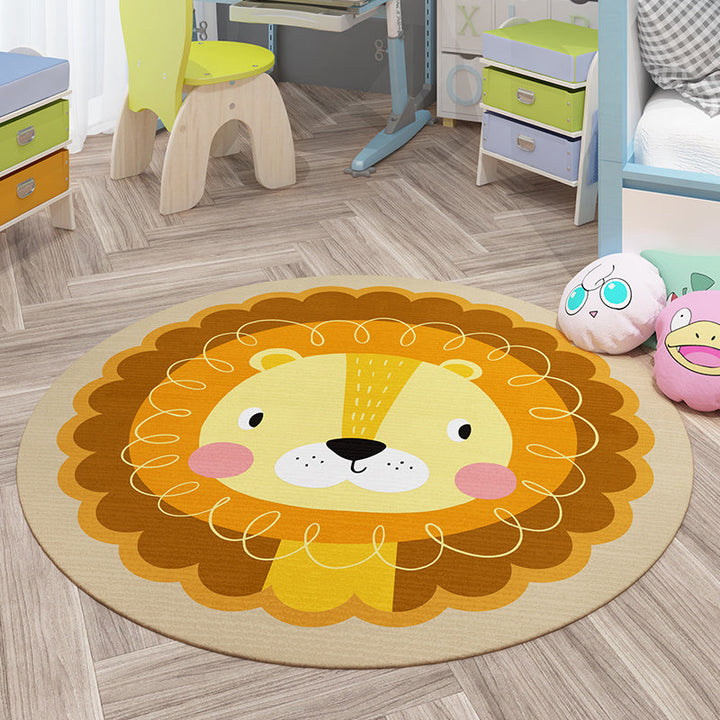 BowLift | Trendy Children's Room Rug Multicolored Cartoon Animal Print Indoor Rug Synthetic Easy Care Pet Friendly Washable Rug