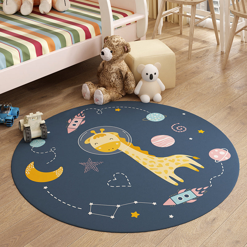 BowLift | Trendy Children's Room Rug Multicolored Cartoon Animal Print Indoor Rug Synthetic Easy Care Pet Friendly Washable Rug