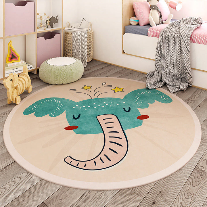 BowLift | Trendy Children's Room Rug Multicolored Cartoon Animal Print Indoor Rug Synthetic Easy Care Pet Friendly Washable Rug