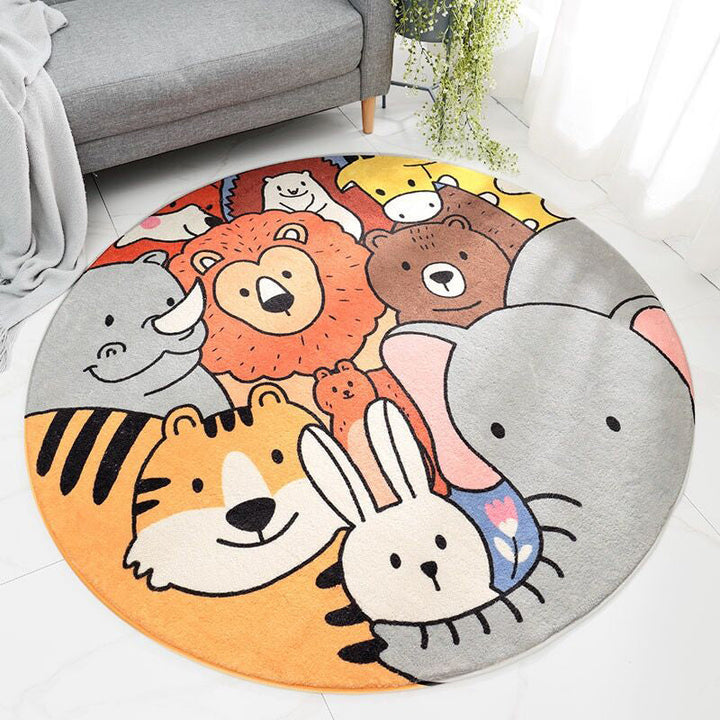 BowLift | Relaxing Kids Room Carpet Multi Color Cartoon Print Indoor Carpet Lamb Wool Non-Slip Underlay Pet-Friendly Area Rug