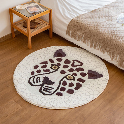 Beef Decor Rug with handcrafted leopard head motif