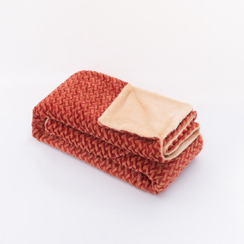 Women Cozy Reversible Blanket with Cable Pattern Bowlift