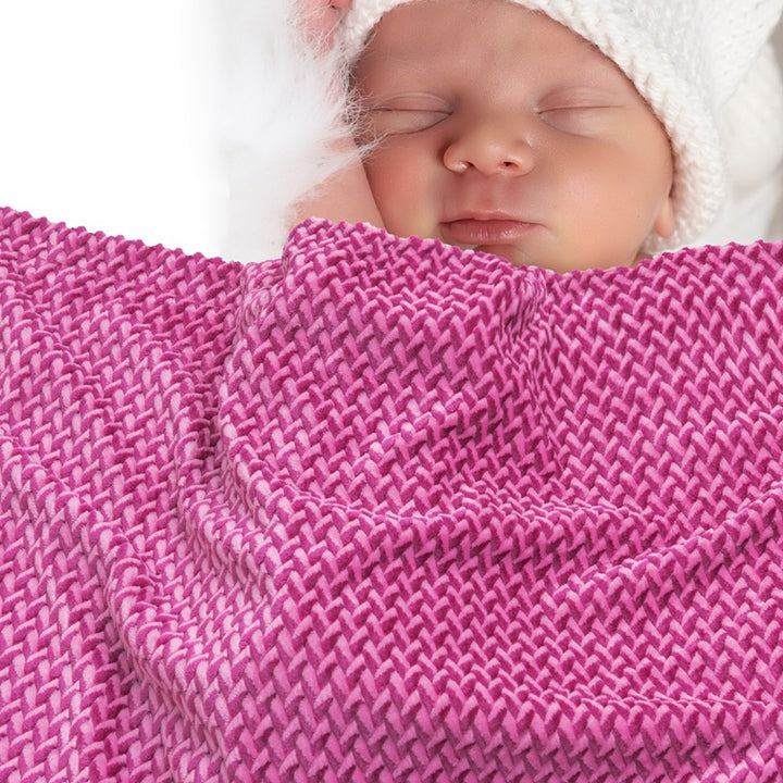 Women Cozy Reversible Blanket with Cable Pattern Bowlift